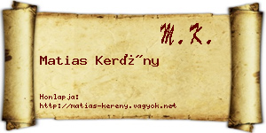 Matias Kerény névjegykártya